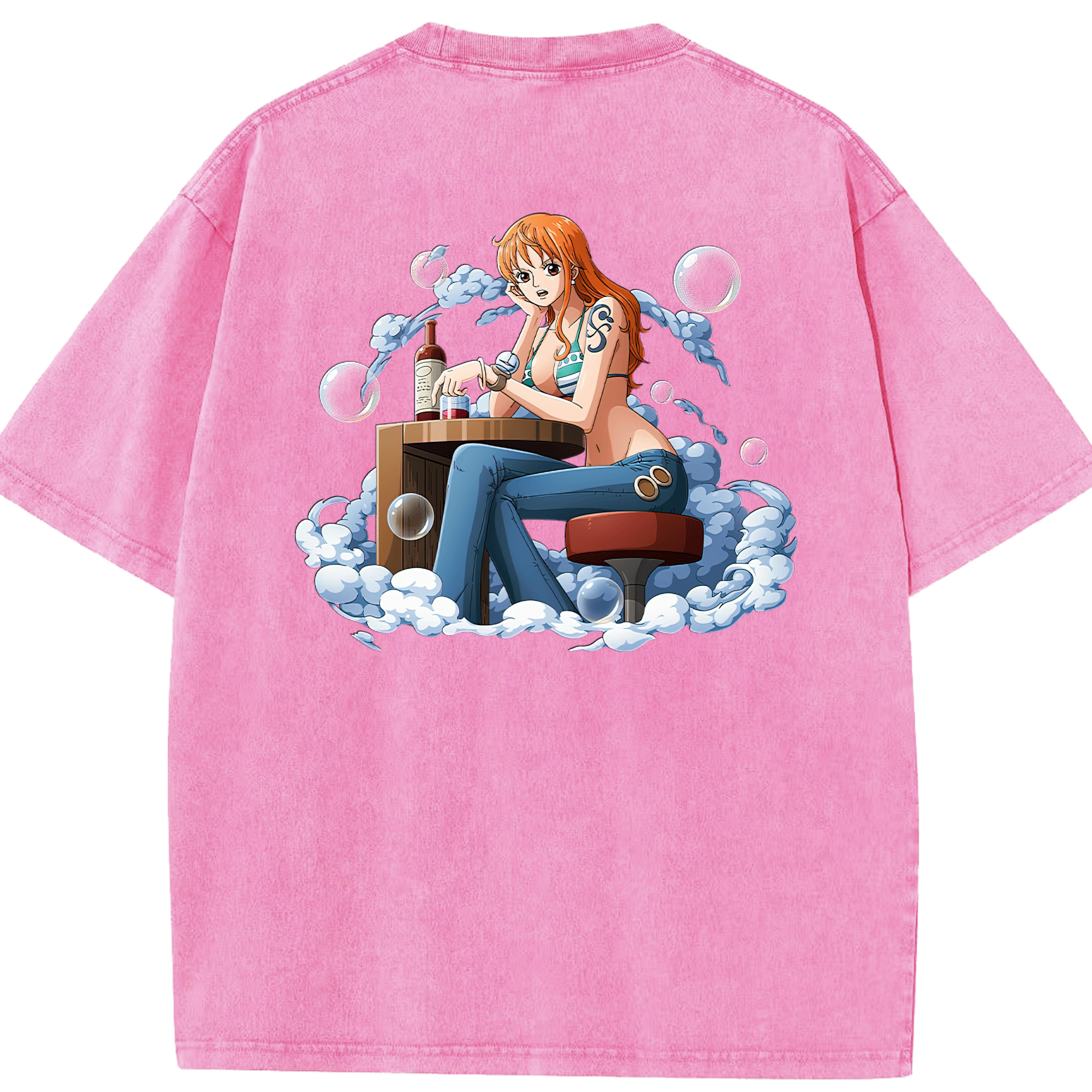 ワンピース ナミ ONE PIECE Nami 綿100% ヴィンテージ風 半袖Tシャツ（背面プリント）